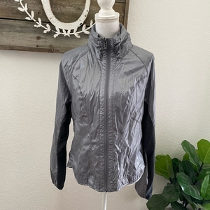 Zella gray silver reflective running athletic track jacket size M